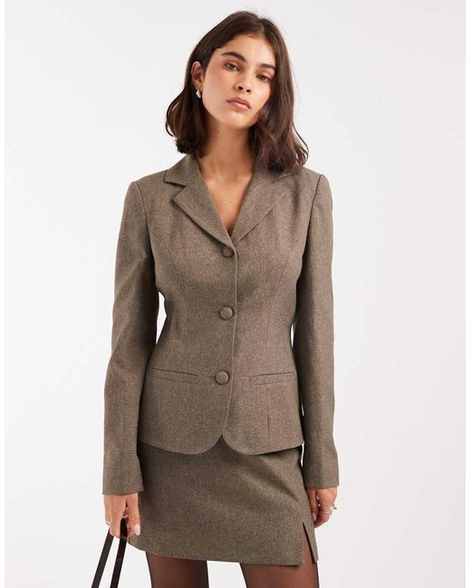 Miss Selfridge Brown High Collar Blazer Co-Ord
