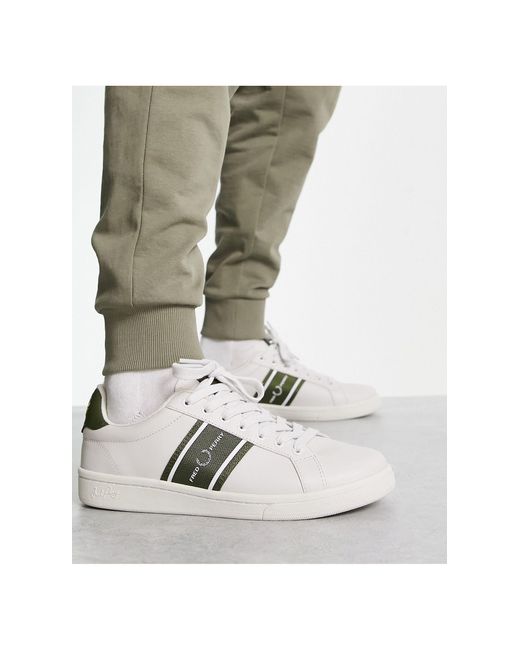 Fred Perry B721 Leather Mesh Sneakers in White for Men | Lyst