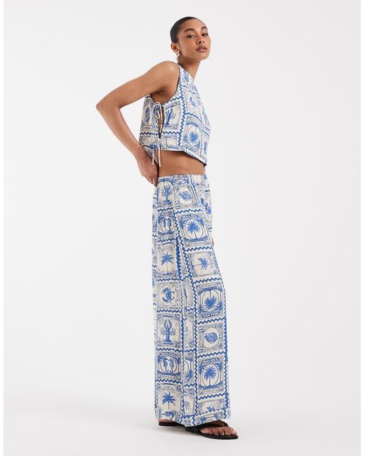 Object Blue Super Wide Palazzo Pants