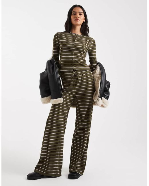 Miss Selfridge Green Striped Long Sleeve Top Co-ord