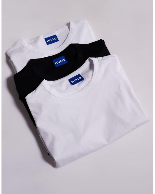 Confezione Da 3 T-Shirt Color Pietra, Bianca E Nera di HUGO in White da Uomo