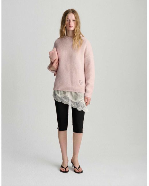 Pull à cœurs brodés Pull&Bear en coloris Pink
