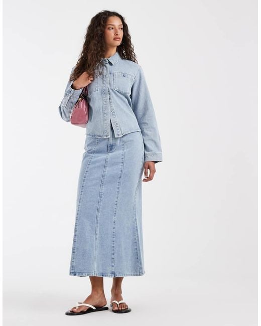 Aware Blue Button Up Denim Overshirt With Pockets