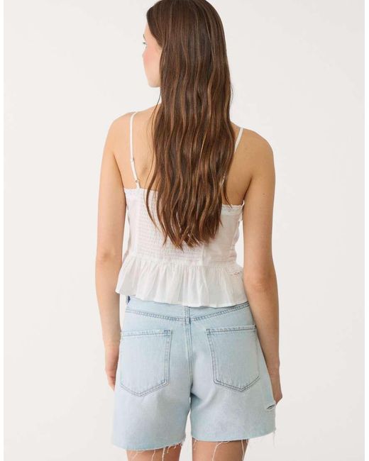 Stradivarius Blue Ruffled Strappy Top