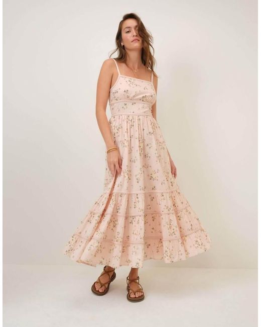Nobody's Child Natural Floral Tiered Veronica Midi Dress