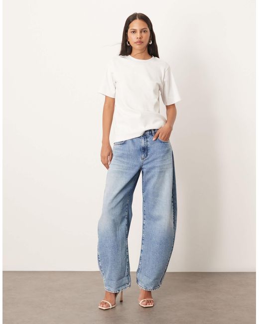 ARRANGE White Tova Tapered Curved Leg Jeans With Roll Hem