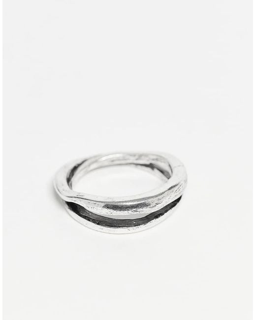 ASOS White Molten Intertwined Ring for men