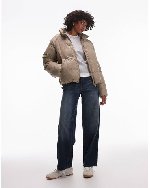 TOPSHOP Blue Bomber Puffer Jacket