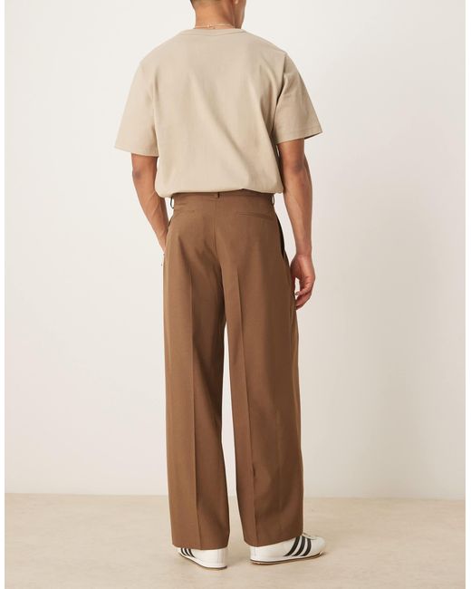 Pantalon large élégant avec pinces devant ASOS pour homme en coloris Natural