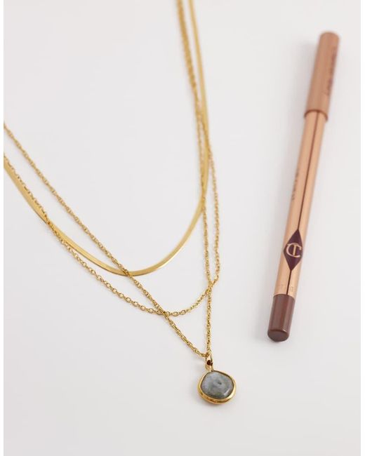 ASOS White Waterproof Stainless Steel Multi-row Necklace With Stone Set And Chain Detailing