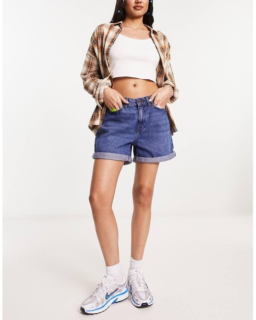 Noisy May Blue Denim Mom Shorts