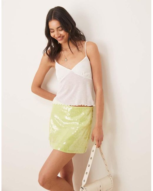 Canottiera Color Avorio A Coste di ASOS in White