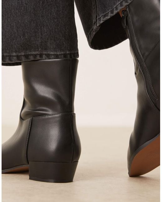 ASOS Black Albie Flat Pointed Ankle Boots