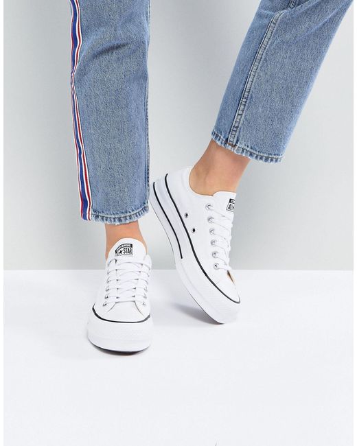 Converse Chuck Taylor Star Ox Canvas Platform Sneakers in White | Lyst