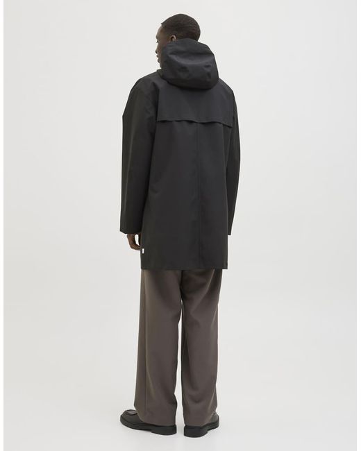 Jack & Jones Black Long Raincoat for men
