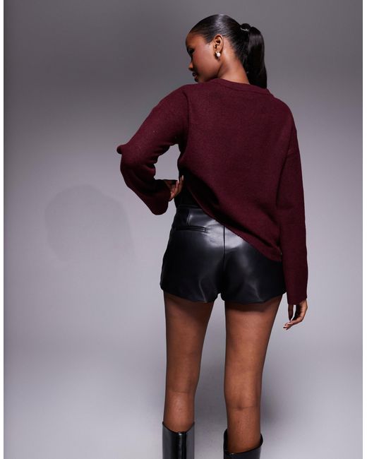 River Island Red Faux Leather Short