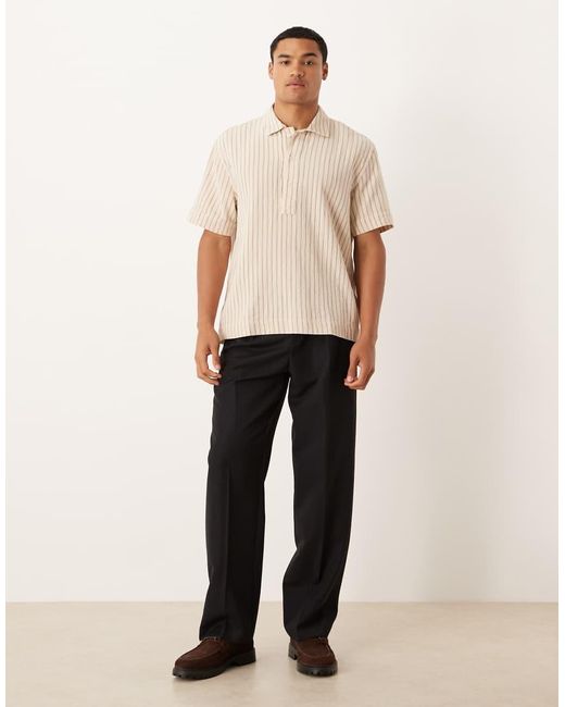 Abercrombie & Fitch Natural Short Sleeve Cropped Poplin Shirt for men