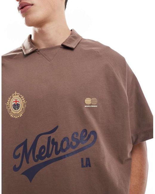 ASOS Recht Oversized Polo Met Print in het Brown voor heren