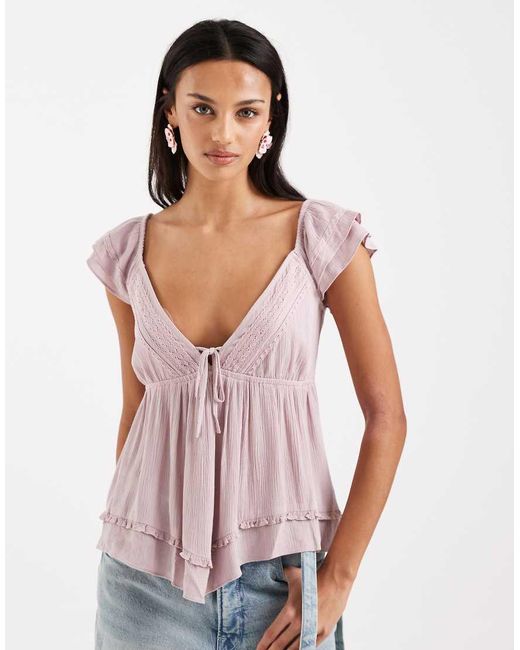 Hollister Purple Handkerchief Boho Babydoll Top