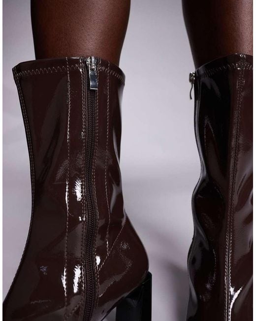 Public Desire Brown Robert Heeled Ankle Boots
