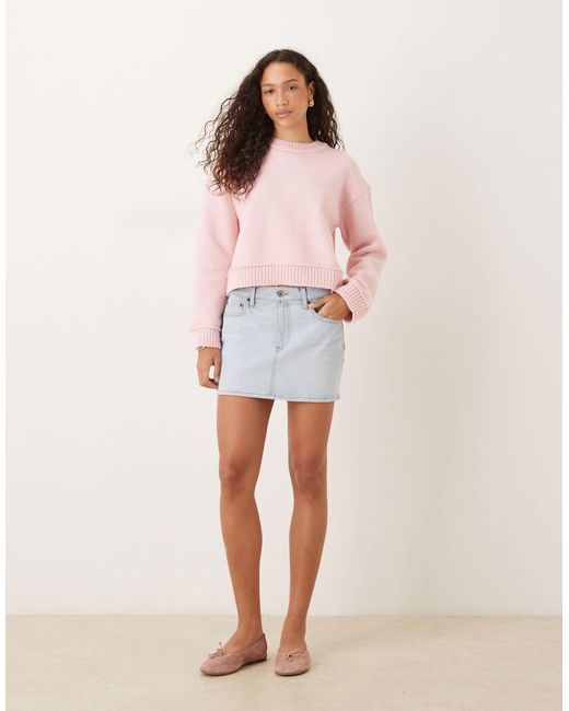 ASOS Pink – oversize-pullover aus strick mit breit gerippten details