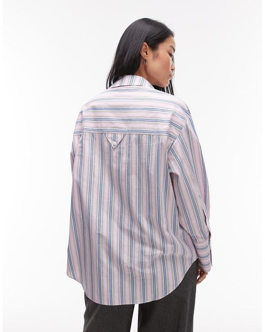 Camisa A Rayas Extragrande De TOPSHOP de color Pink