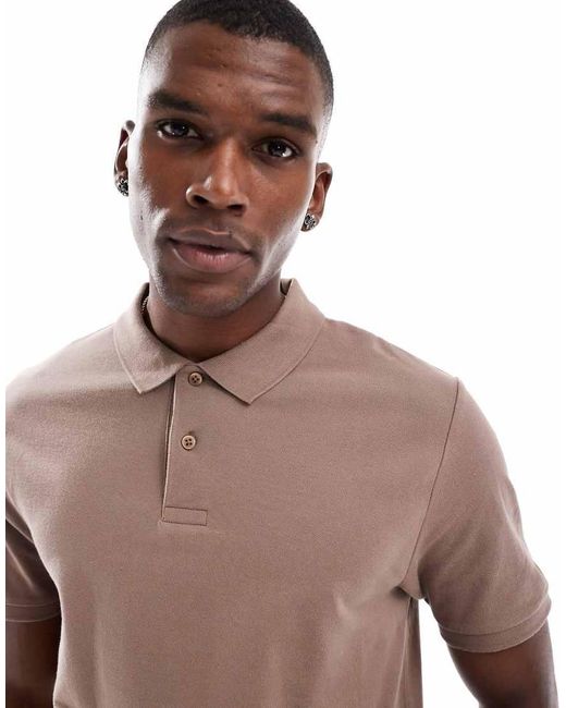 Polo Basic Regular Fit di ASOS in Brown da Uomo
