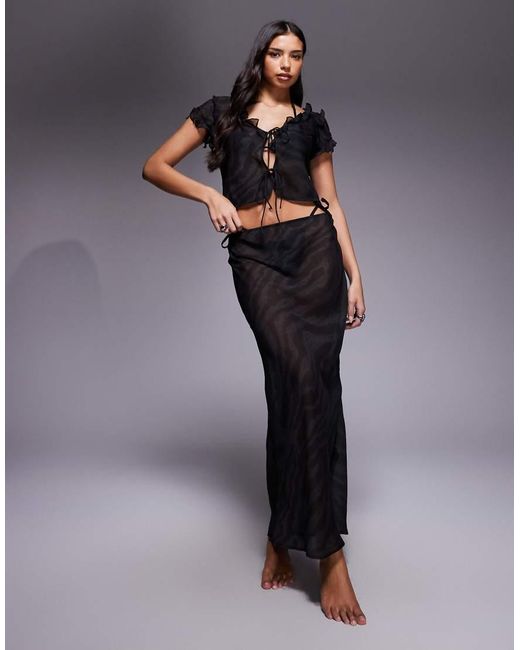 ASOS Black Chiffon Beach Maxi Skirt