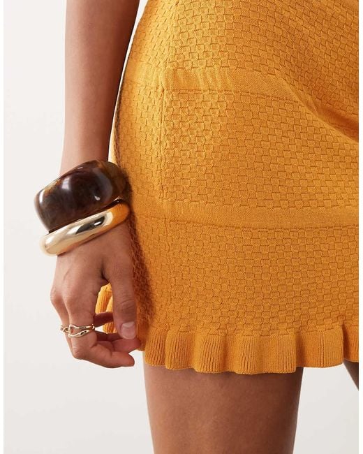 Gina Tricot Orange Co-ord Knitted Mini Frill Skirt