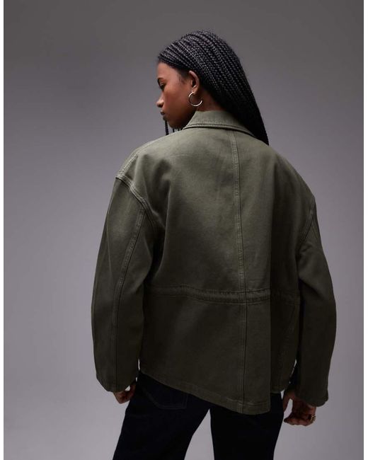 ARKET Gray Denim Jacket With Patch Pockets And Cinch Back