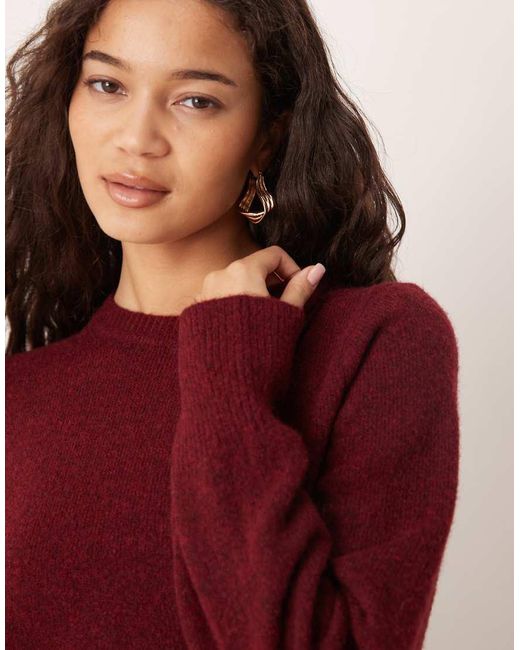 ASOS Red Knitted Wool And Alpaca Blend Fitted Top