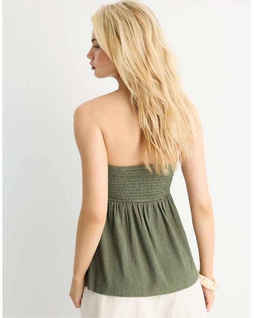 Stradivarius Green Crochet Bandeau Top