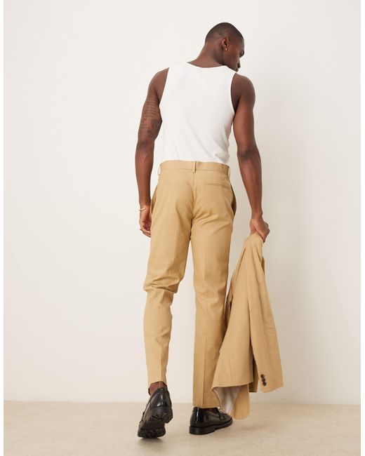 ASOS Natural Linen Blend Slim Suit Trousers for men
