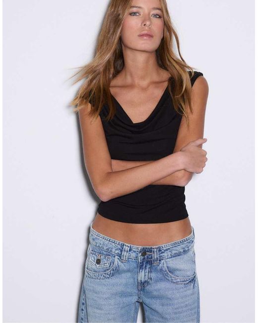Stradivarius Blue Multi-position Sleeveless Top