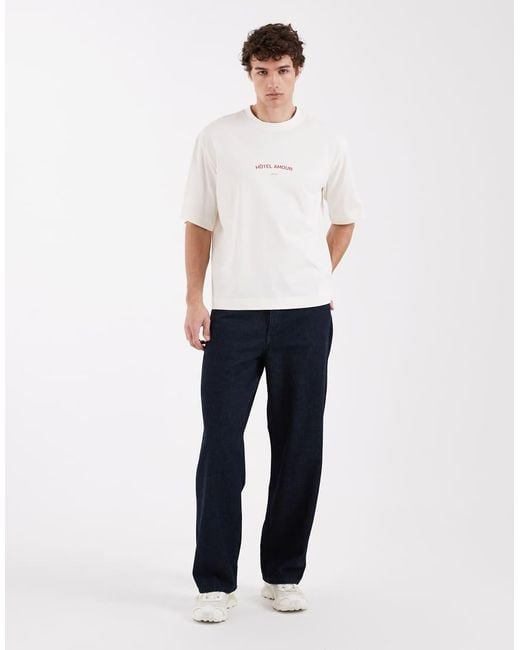 SELECTED White X Hotel Amour Heavyweight Oversized T-Shirt With Front Print for men