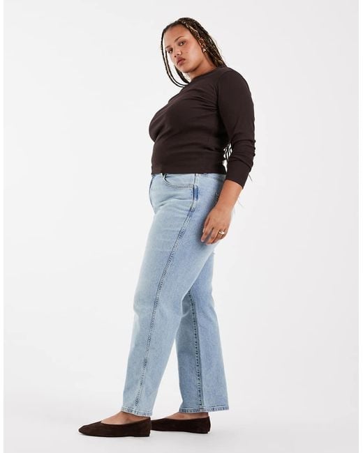 ASOS Blue Asos Design Curve Comfort Stretch Straight Leg Jeans