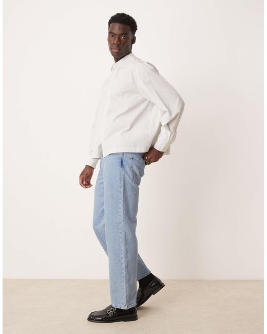 ASOS – gestreiftes oversize-hemd in Natural für Herren