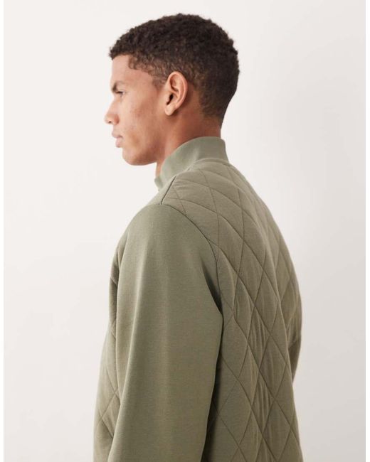ASOS Natural Essentials Zip-through Funnel Neck Jacket for men
