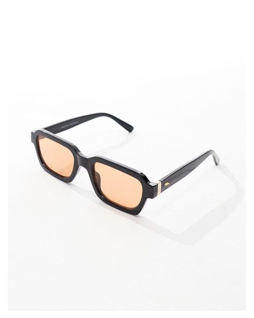 Bershka Blue Square Frame Sunglasses With Orange Lense for men