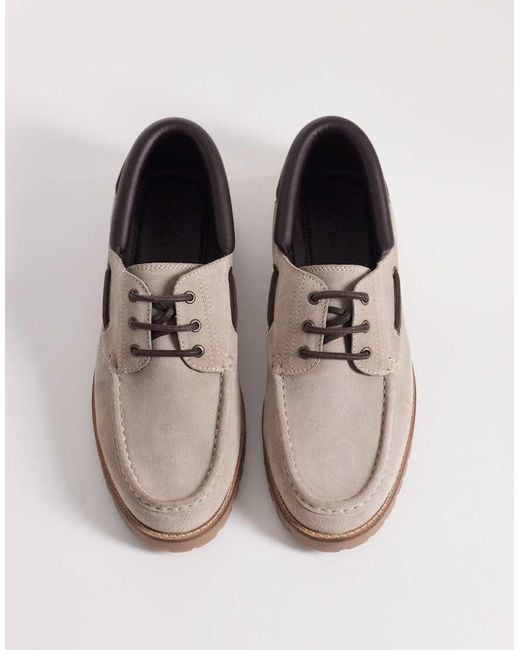 ASOS Natural Boat Shoes With Cleated Sole for men