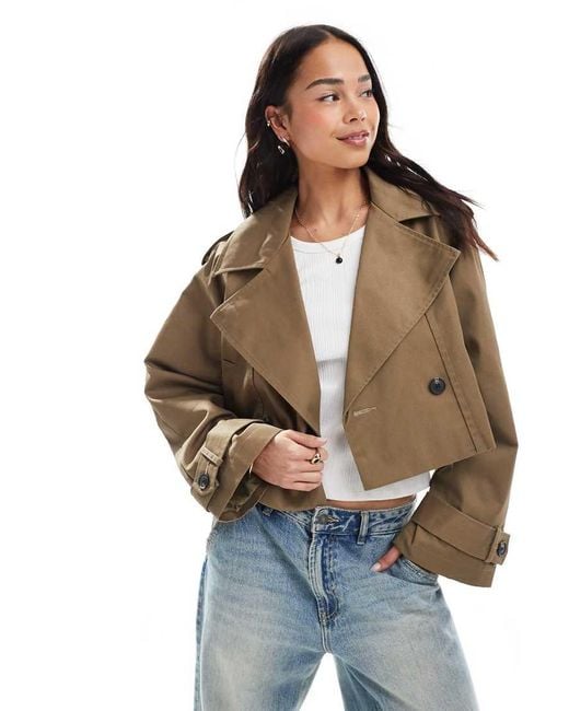ASOS Black Cropped Trench Coat