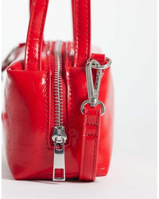 ASOS Red Textu Mini Grab Cross Body Bag With Detachable Strap