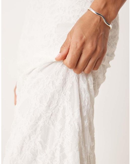 ASOS Midi Rok Van Doorschijnend Kant Met Textuur in het Natural