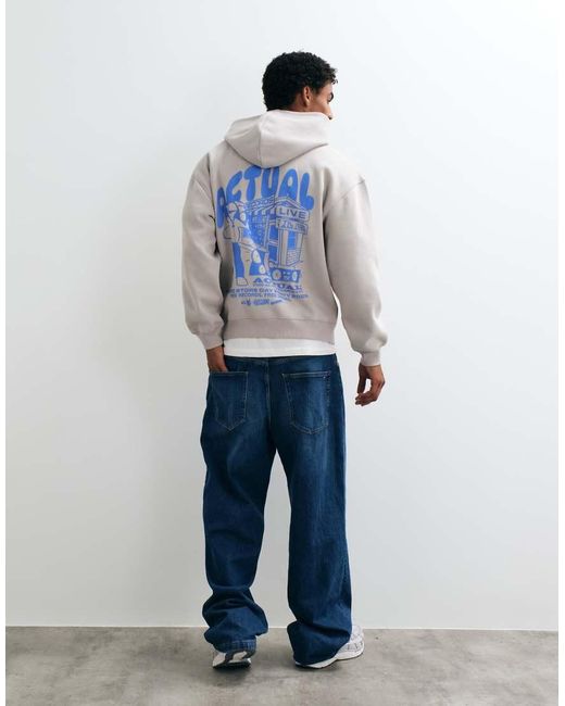 ASOS Blue Oversized Hoodie With Large Back Pigment Print for men