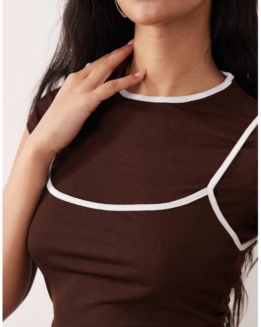 ASOS Multicolor Sheer Double Layer Top With Contrast Binding