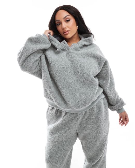 Asos design curve - ensemble confort avec sweat à capuche oversize et pantalon ASOS en coloris Blue