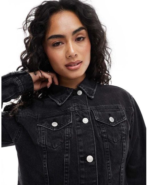 New Look Black Cropped Denim Jacket