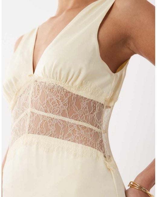 Gina Tricot Natural Satin Lace Maxi Dress