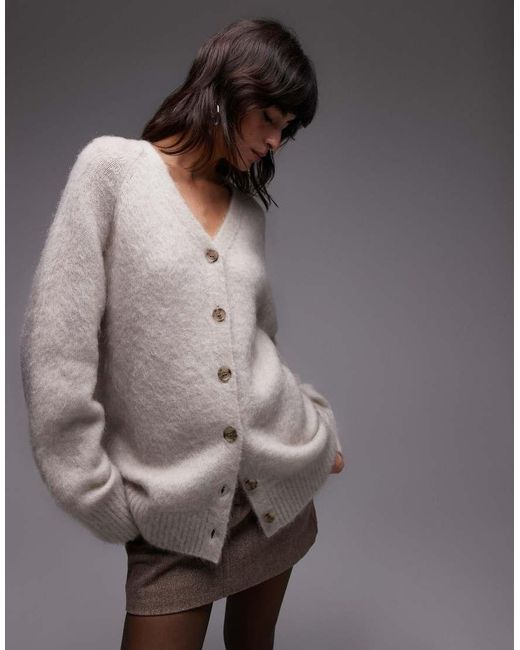 & Other Stories Gray Supersoft Mohair And Wool Blend Oversized Cardigan