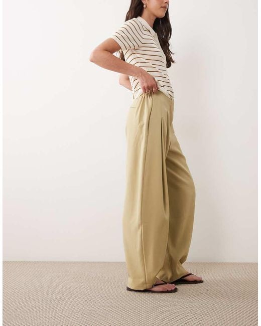 ASOS Natural Tailored Tapered Pants With Snap Hem Detail